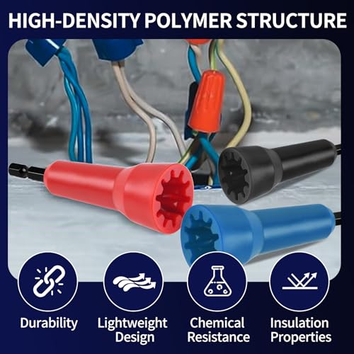 Image of Wire Twister Tool, Twist Wire Connector Socket, Driver with 1 /4 inch Chuck for electricians(3 Pack-black,red,blue)