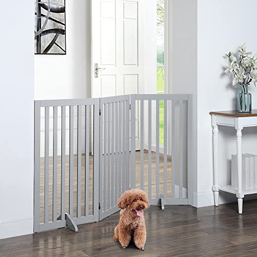 Unipaws Support Feet For Wood Pet Gate, Freestanding Dog Gate, Set Of 2, Design For 0.71 Inches Thickness Panel, Light Gray #TOP5