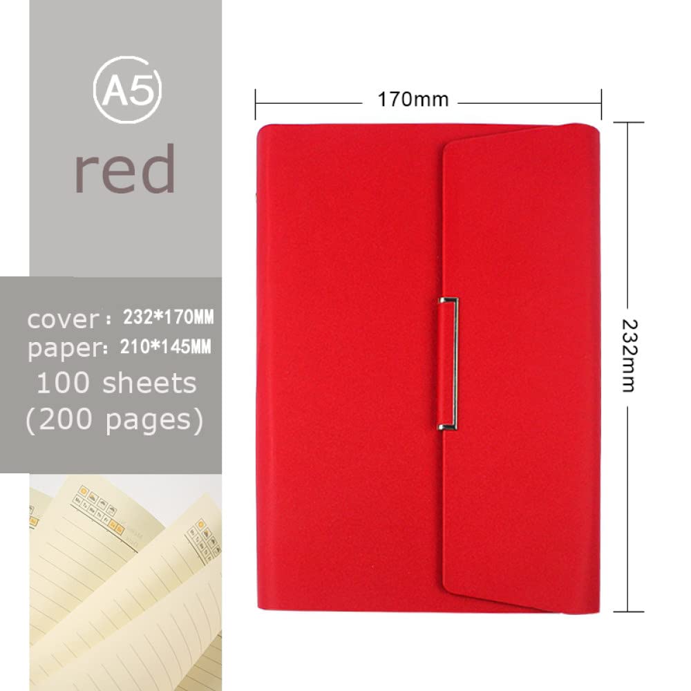 Hardcover A5 Leder Spiralblock Planer Organizer 6 Ringbuch Büromaterial Business Notizblock Notizbuch,rot,1St