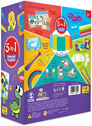 Imagimake 5-in-1 Awesome Craft Kit - Creative Toy & DIY Set for Kids - 5 Years and Above