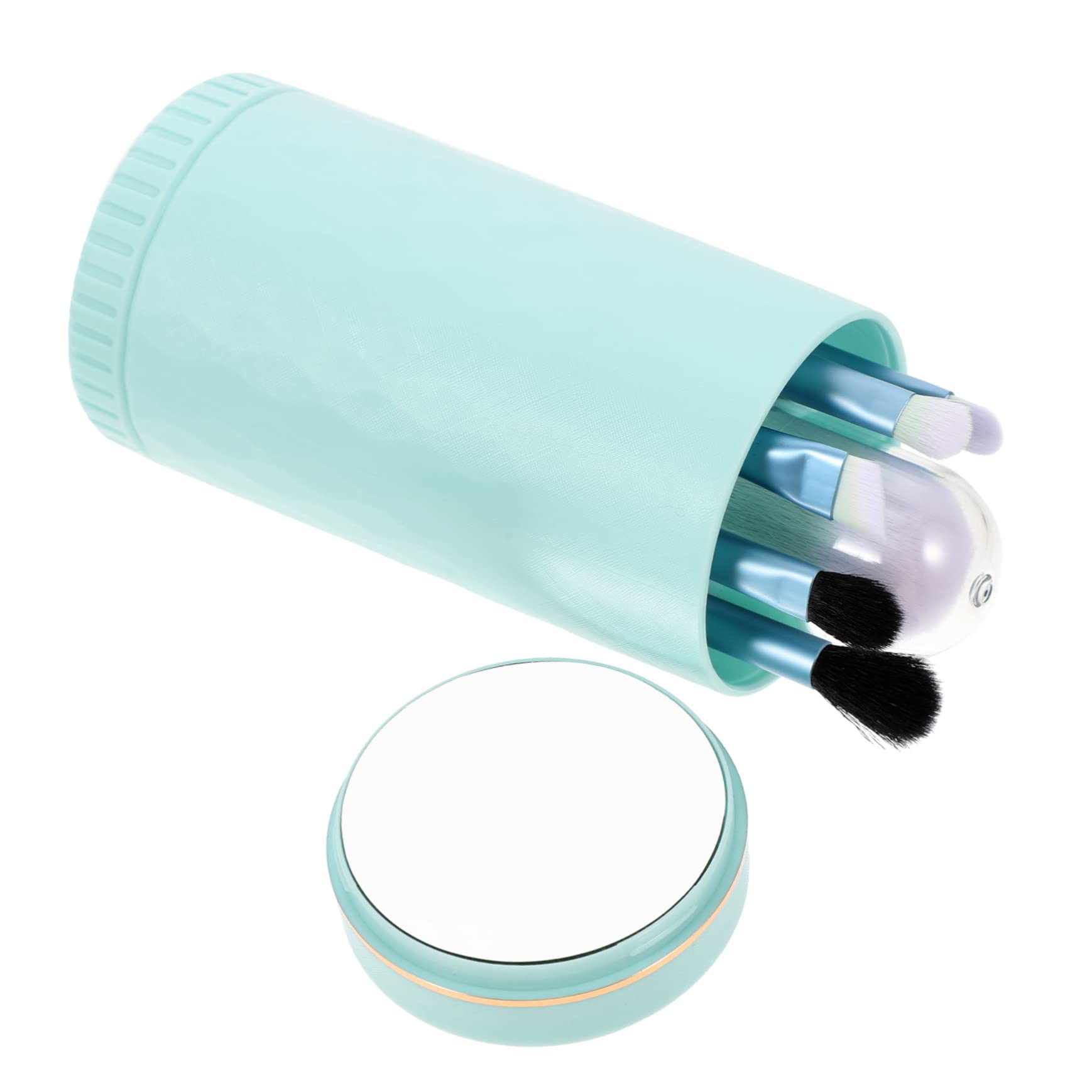 POPETPOP 5sätze Teiliges Makeup Pinsel Mit Holzgriffen Tragbarem Kosmetik Organizer Und Spiegel Für Zuhause Und Professionelle Anwendung