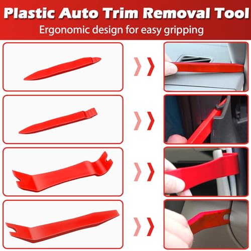 Image of Doaho 7 Pcs Car Trim Removal Tool Kit with Non-Scratch Plastic Pry Tool and Fastener Clip Pliers for auto Safe Interior Car Panel Detachment, Dashboard, Door Clips & Upholstery - Red