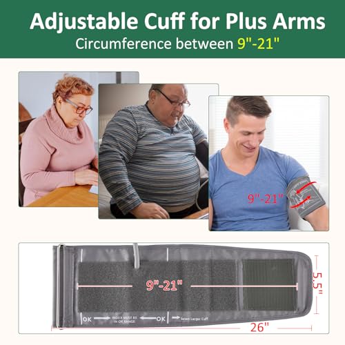 9-21 Inches (22-52cm) Extra Large Blood Pressure Cuff, Compatible with Other Brands Replacement Cuff for Normal and Big Arms (BP Cuff Included Only)