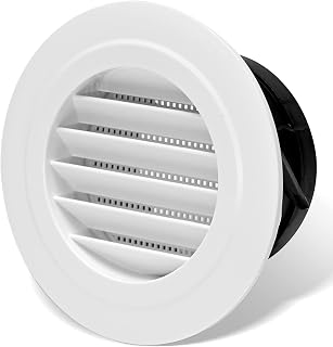UOIENRT 4 Inch Round Air Vent, ABS Louver Grille Cover Soffit Vent with Built-in Screen Mesh, Round Ceiling Diffuser Deflector for Exhaust Fan, Inline Duct Fan, Bathroom, Kitchen, Garage Use, White