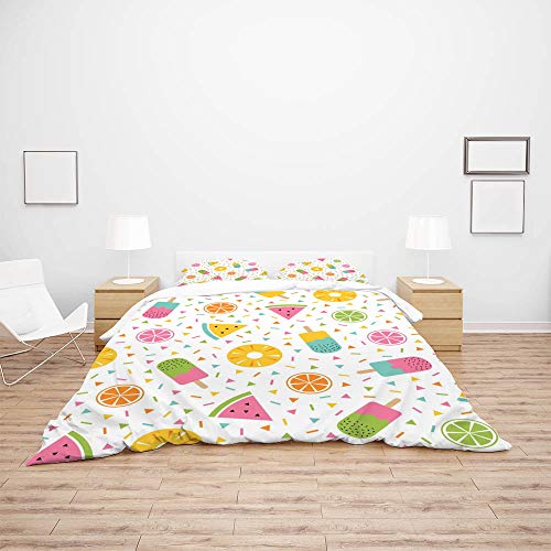 Parure de lit crème glacée et fruits en polyester doux et durable
