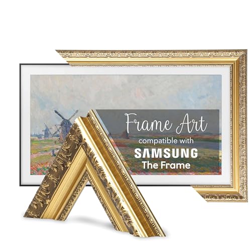 TV Guard Decorative TV Frame Compatible with Samsung The Frame TV – Easy Snap-On Design – No Magnets or Glue Used – Lightweight & Durable Bezel Upgrade, 32 Inch, Antique Gold