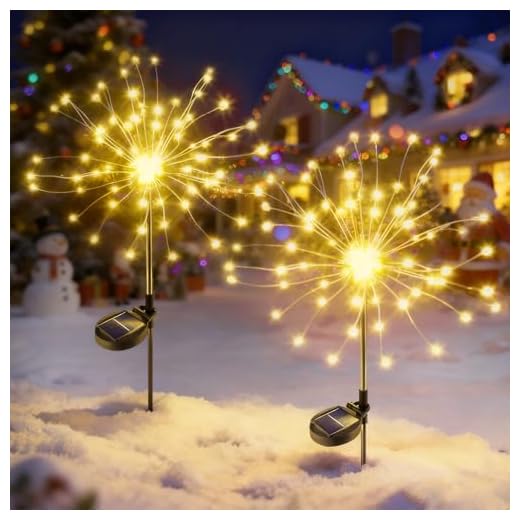 Solarlampe für Außen Gartendeko , 2 X Solar Feuerwerk Licht Solarleuchten Wasserdicht Gartenleuchten für Außen,Garten,Balkon,Balkonkasten,Blumenkästen und Terrasse Dekoration (Warmweiß)