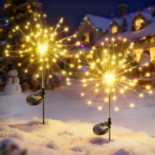 Anordsem Solar Gartenleuchten für Außen Wetterfest:Weihnachtsbeleuchtung Wasserdicht Pusteblume Gartenstecker für Garten Weihnachten Deko,LED...
