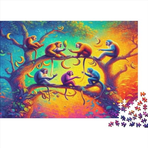 Monkey on Tree Puzzle 1000 Pieces Adult Jigsaw Puzzles Adult Puzzles 1000 Piece Puzzle Wooden Jigsaw Puzzles Challenging Puzzle Suitable for Children over 12 Years Old 1000pcs (75x50cm)