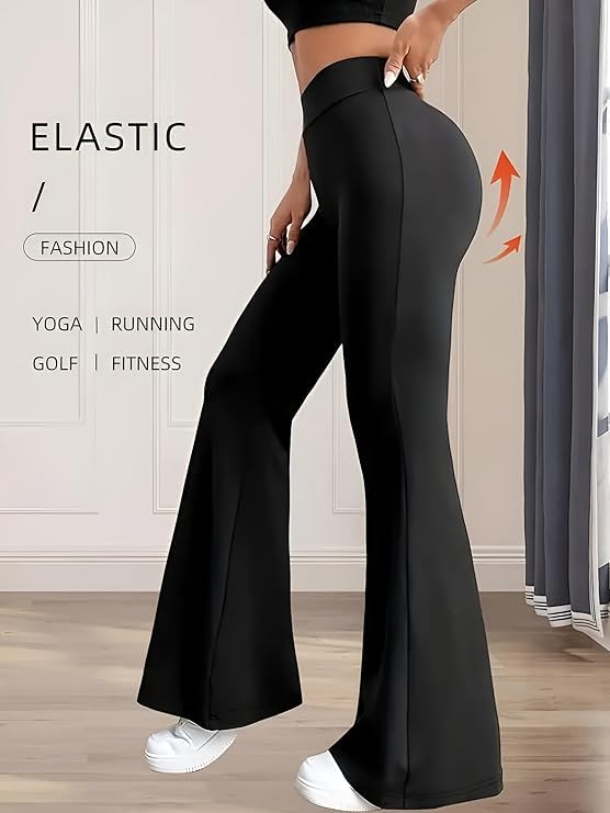 Image of DIAZ Womens Flare Pant High Waist Stretchable Trousers for Women | Bell Bottom Pants for Women | Wide Leg Palazzo Pants | Flared Yoga Pants |Casual Wear Office /Gym Wear Pants-Pack of 1