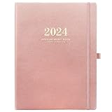 Appointment Book/Planner,2023 Weekly Appointment Book, Jan 2023,Dec 2023, 8.4'x11', Daily/Hourly Planner 2023 with 15-Minute Interval, 7 AM,8 PM, Thick Paper, Soft Leather Cover & Pen Loop, Pink