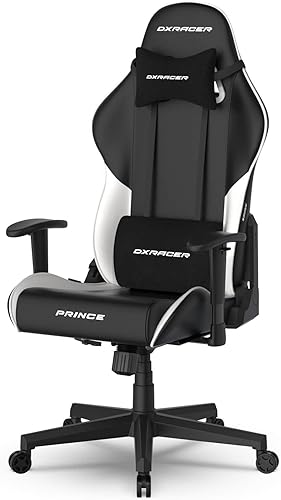 Miniatura 4 de DXRacer Prince Series L - Silla de computadora reclinable, ergonómica y cómoda con reposabrazos 2D, base de asiento en forma de ala y almohada