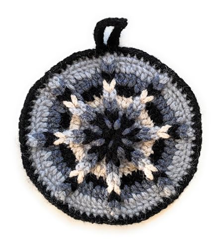 Crochet Potholder with Hanging tab - Ukrainian Handmade Mini Doily Bohemian Kitchen Accessories Dish Towels, Dishcloths