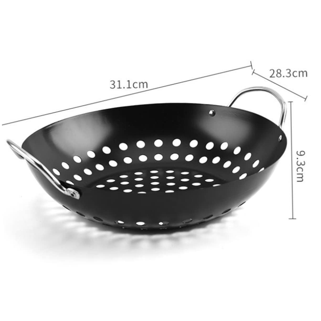 SUPVOX Piastra per Barbecue Rotonda in Acciaio con Foro, Padella Antiaderente per Grigliare Carne e Pesce, Facile da Pulire, per Uso Domestico e All'aperto
