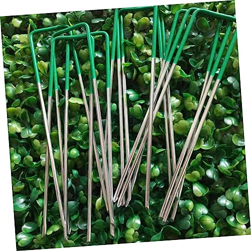 Púas para césped verdes de UKCOCO con 50 unidades para estacas de jardinería 3