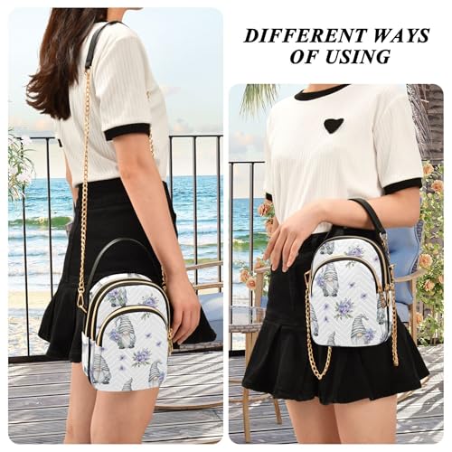 Cartera floral blanca para mujer con correa de hombro miniatura 2