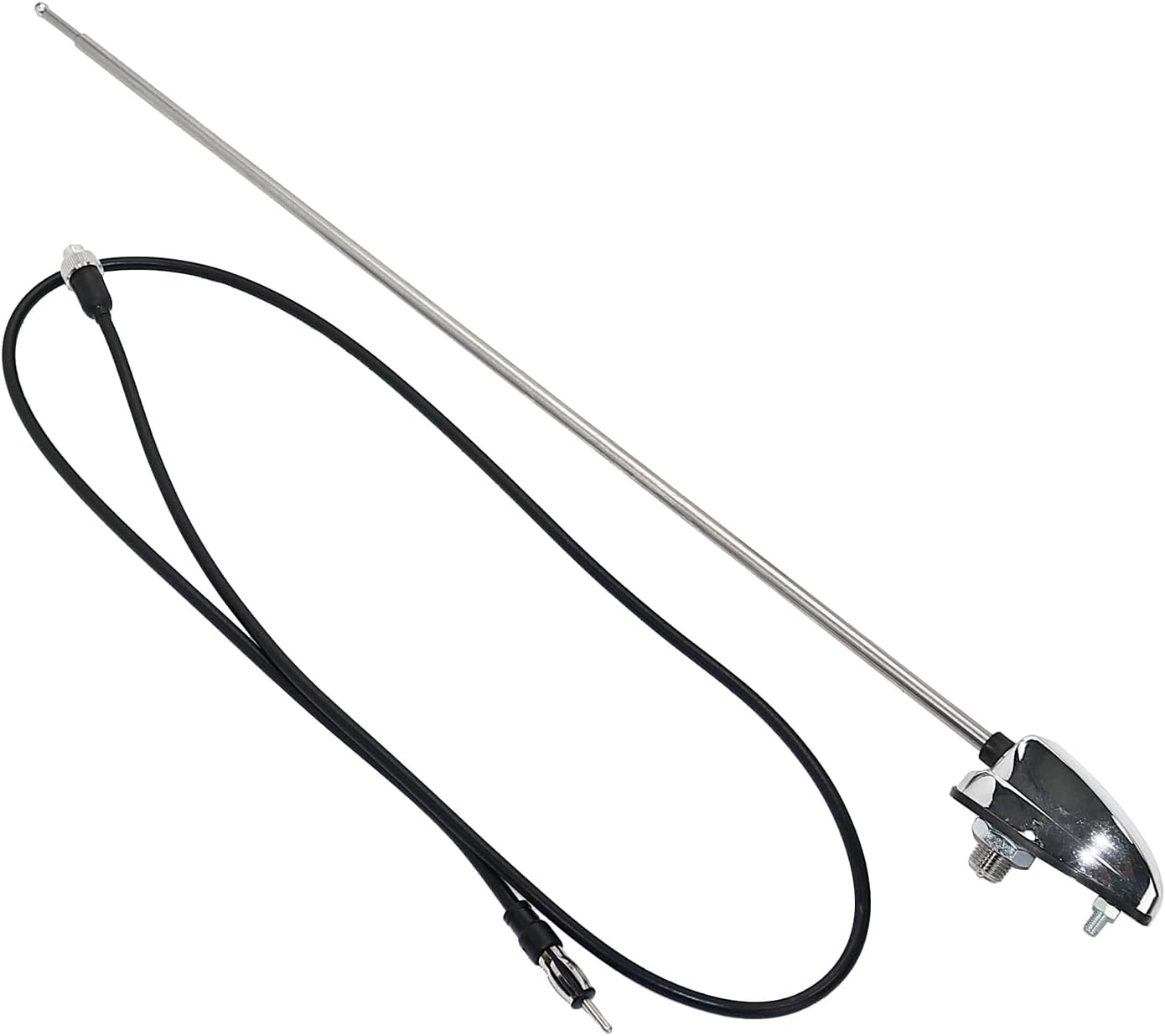 IAP Antenna Single Mount Chrome Compatible with Select Volkswagen Type 1 Standard Beetle 1949-1966, Type 2 Bus 1955-1979, Thing 1973-1974