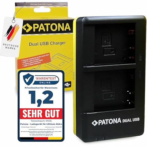 PATONA Ładowarka DMW-BLG10-E (Dual USB / 1950) kompatybilna z Panasonic DC LX100 II GX9 TZ200 TZ95 TZ90 DMC TZ100 TZ80 GF6 GX7 GX80 LX100 S6