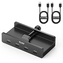 10Gbps USB C Hub - EJAY 4-Port Aluminum USB 3.2 Docking Hub Clamp Design for Desk/Computer, Extra Power Port and 47 Inch Long Data Cable & 39 Inch Power Cable BJ-4C-BK