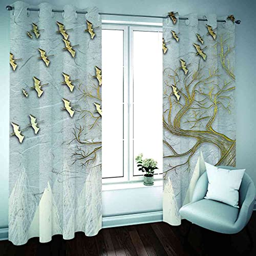 Rideau Isolant Thermique Insonorisation avec motif arbre d'or abstrait - 3