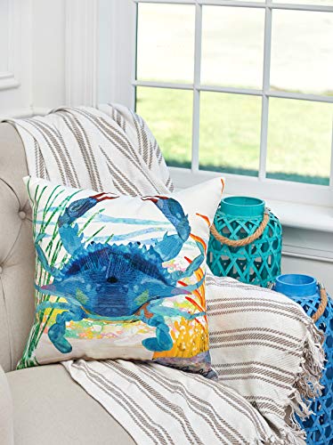 C&F Home Blue Crab Coastal Premium Indoor/Outdoor Pillow Patio Decor Water Color Nautical Decoration Marine Life Accent Throw Pillow For Couch Sofa Chair 18" X 18" Blue Crab #TOP2