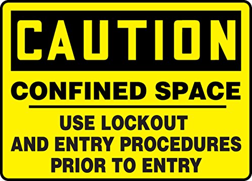 Panneau de signalisation plastique jaune Accuform Caution Confined Space pour entrepôt