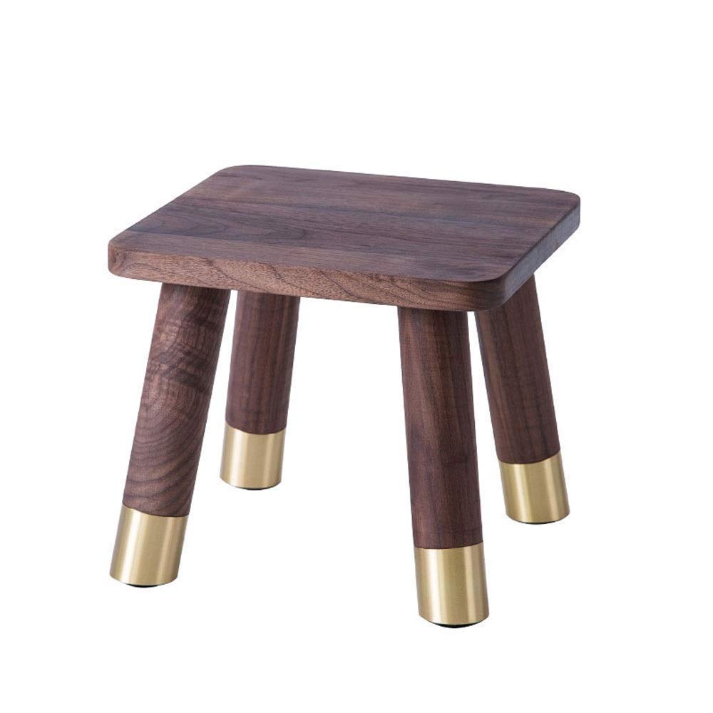 Banc à chaussures en bois massif, petit banc repose-pieds multifonctions couleur noyer