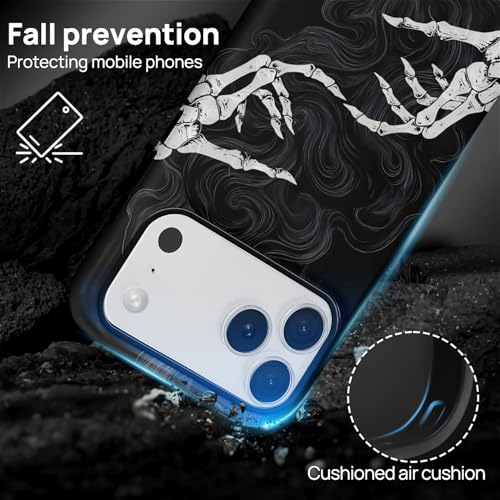 Coque iPhone 17 Pro main squelette en silicone liquide mat antichoc - 4
