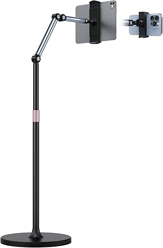 Soporte de suelo para tableta, rotación de 360, compatible con iPad, iPhone, Samsung, Google, tabletateléfono Kindle, (4.5 a 12 pulgadas)