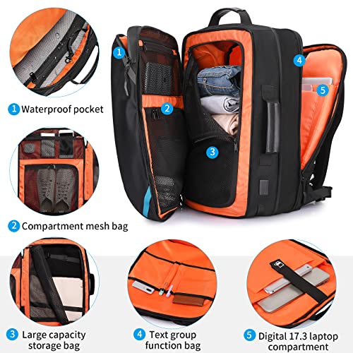 Image of TANGCORLE Travel Carry on Backpack, Extra Large Expandable 45L Backpack for Flight approved, 17.3 inch Laptop with USB Charging Port Backpacks, Water Resistant Computer Business Backpack for Men & Women