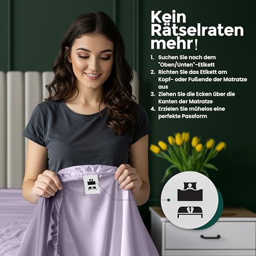 Utopia Bedding - Spannbettlaken 180x200cm Bis 30 cm - Lavendel - Oeko-Tex Zertifiziertes - Gebürstete Mikrofaser Spannbetttuch 5