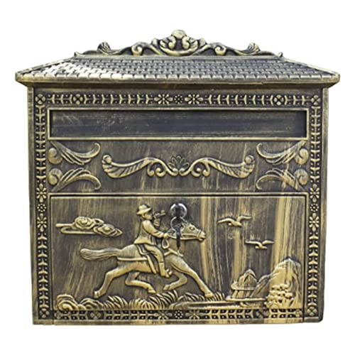 Wall-Mount Mailbox Wall Mounted Post Box Classic Mailbox with Lid Creative Drop Box with Lock and Key Mail Boxes Customizable Mailbox Numbering