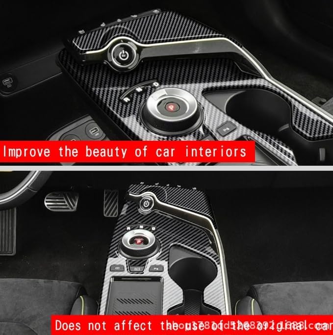 for Kia EV6 Car Center Console Interior Gear Shift Panel Frame Cover Trim Compatible 20231-2025 Car Accessories,Pack of 2 (Carbon Fiber Style)