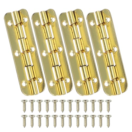 QUARKZMAN Bisagra Pequeña De Piano Gruesa De 90 Grados Para Cajas De Joyería De Madera Con Tornillos (Color Dorado, Paquete De 4)