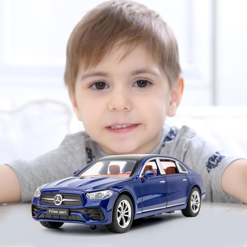Image of VBE Compatible for 1:32 Marcedes Benz E300l Toy Car Model, Diecast Collectible Pull Back Model Car with Sound and Light, Toy Gift Vehicles for Adults Kids Boys Girls?Blue?