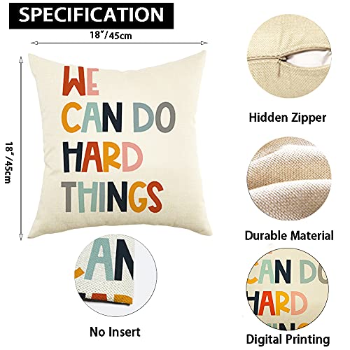 Ogiselestyle Farmhouse Pillow Covers With We Can Do Hard Things Quote 18 X 18 Inch Farmhouse Rustic Cushion Covers With Saying Family Room Décor #TOP6
