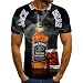 Produktbild Herren Hemd Kurzarm Cocktail und Flasche T-Shirt Herren 3DT Shirt kurzärmelig Rundhals Digitaldruck lässig kurzärmelig-Color_XXS