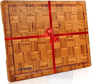 LUUKMONDE Bamboo Cutting Boards, Large Cutting Boards for Kitchen with Juice Groove and Handles, Wooden Cutting Boards, Butcher Block Boards for Meat Cheese and Vegetables