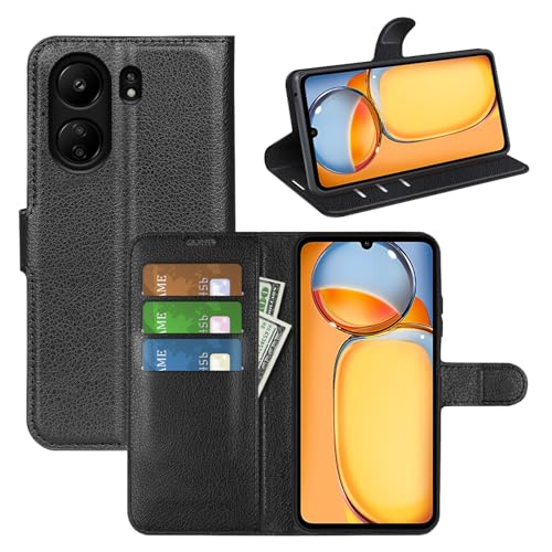 Kezaizhe Flip Case for Xiaomi Redmi 13C 4G LTE Wallet PU Leather Magnetic Protective Cellphone Case for Xiaomi Poco C65 Folio Book Cover with Stand (Black)
