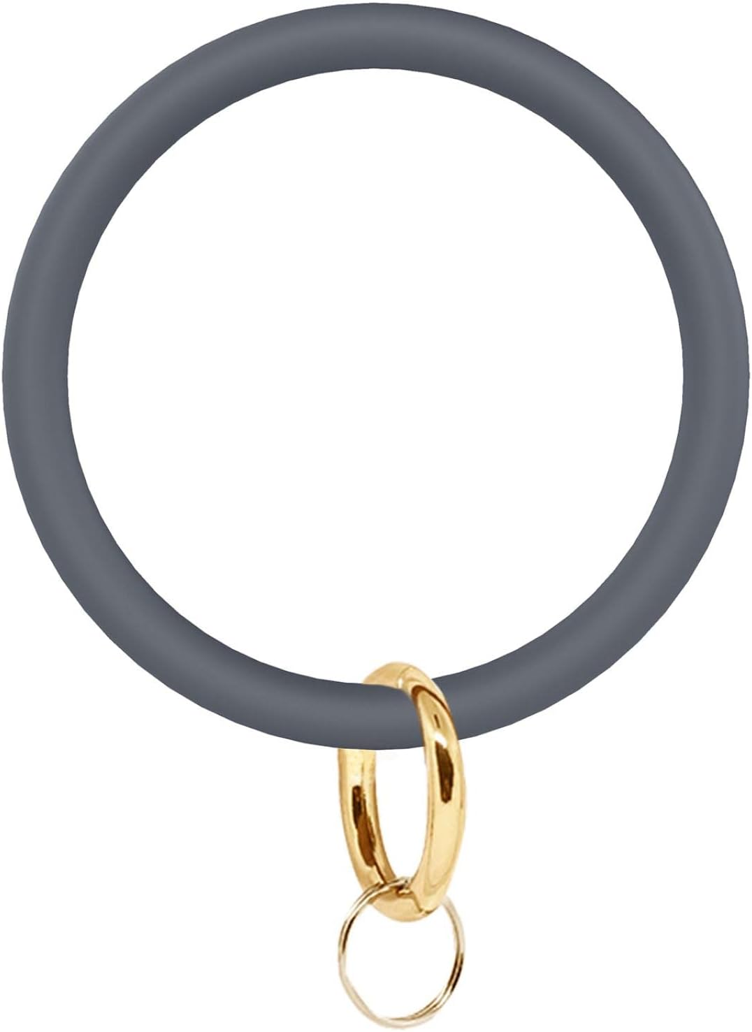 AOOFSilicone Wrist Keychain Circle Bracelet Rubber Bangle Round Keyring Holder grey
