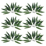 jojofuny 100 Hojas de Bambú Artificiales Simuladas, Ramas Decorativas Verdes de Plástico, Hojas de Bambú para Decoración del Hogar, Fiestas y Jardines, Color Verde Oscuro