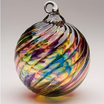Glass Eye Studio Hand Blown Glass Classic Ornament - Rainbow Twist - Thumbnail 2
