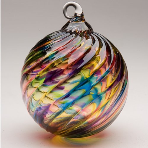 Glass Eye Studio Hand Blown Glass Ornament - Rainbow Twist, Christmas