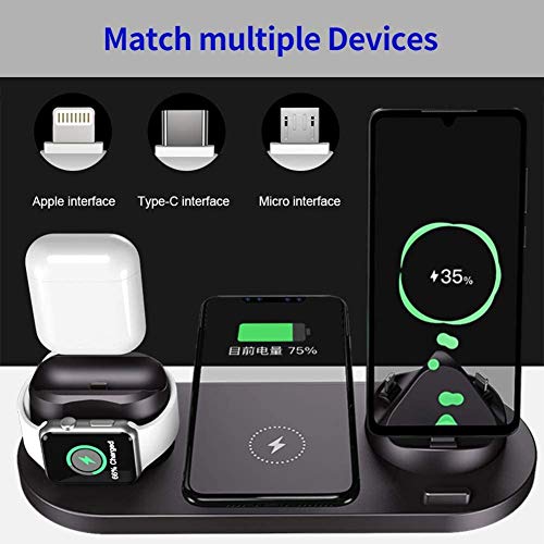 Image of 3-in-1 15W Fast Wireless Charger for Apple iPhone Airpods and iWatch and Other All Mobile (Must Need 15W Fast Adepter to Charge Fast) with QI Certified-Black