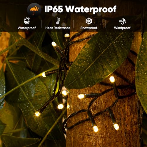 Brightever 2-Pack Solar String Lights Outdoor Waterproof, 92FT 240 LED Solar Lights Outdoor with 8 Lighting Modes, Solar Powered Tree Light for Outside Patio Yard Garden Decorations, Warm White by Brightever - Image 6