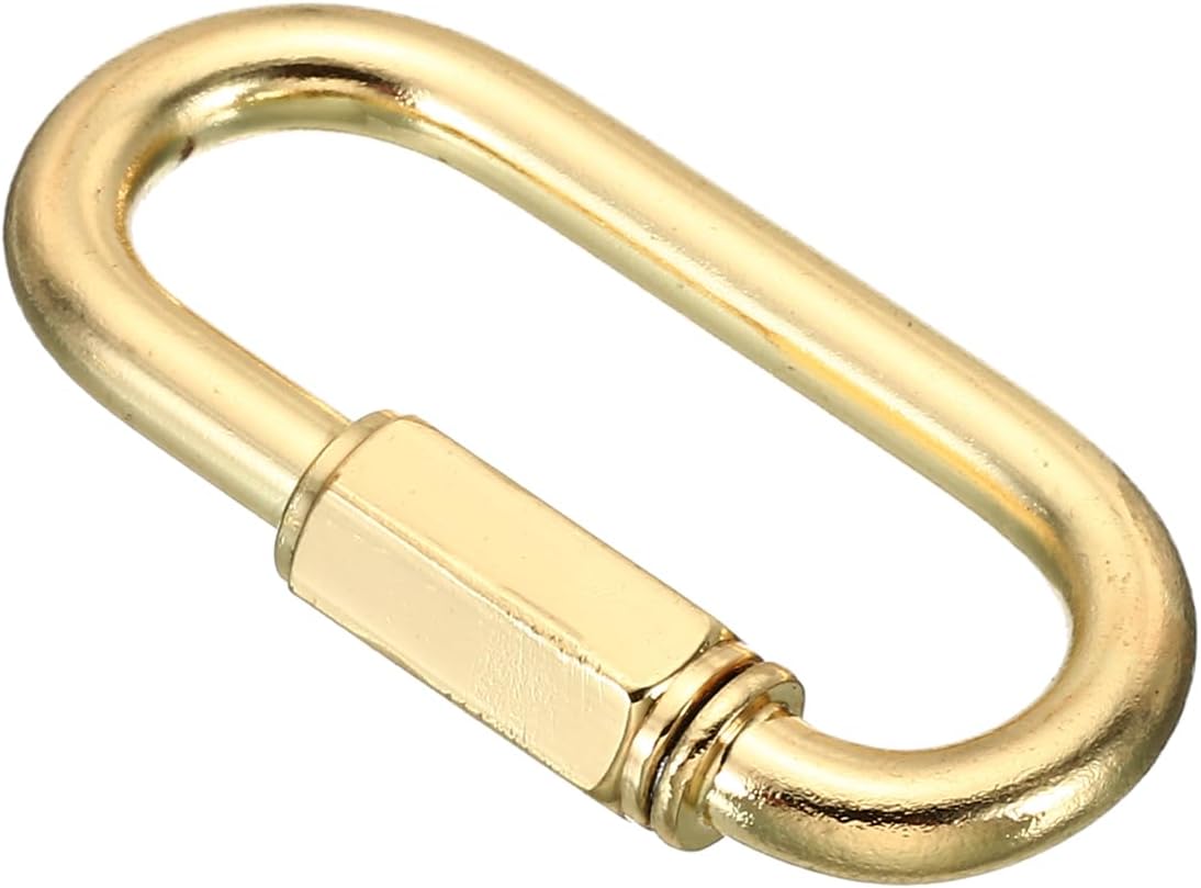 PATIKIL 4mm Copper Chain Quick Links, Screw Locking Chain Connector Oval Snap in Ring Hook Clips for Chandelier Backpack Tent, 44 lbs Brass Tone