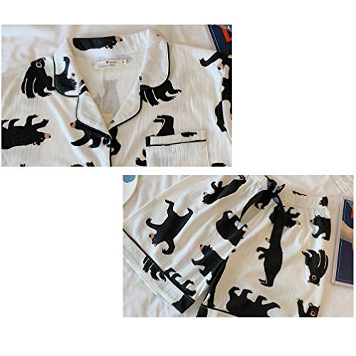 Pijama de verão de algodão KESYOO de manga curta, pijama de urso fofo para lazer em casa, conjunto d