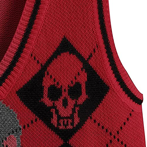 Image of jinghuiyue Women's Sleeveless Sweater Vest Halloween Skull Printed Knit Vest V Neck Crop Pullover Knitwear Tank Tops