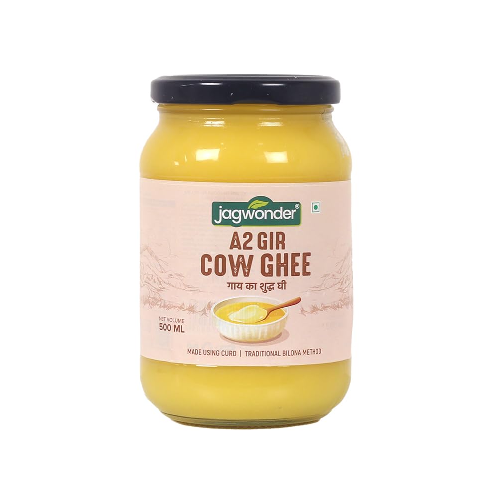 Jagwonder A2 Gir Pure Cow Ghee | Ghee 500ML | Pure Cow Ghee 500ML Fresh | Bilona Method | Cultured | Treated with Tulsi Ba...
