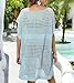 REOCHEL Womens Oversized Swimsuit Crochet Swim Cover Up Summer Bathing Suit Swimwear Knit V Neck Beach Dress,Blue